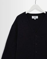 wax london men's Alban - Navy And Black Floral Jacquard Cardigan