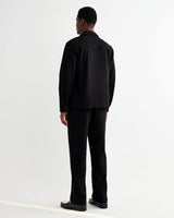 wax london men's Aldred - Black Linen-Cotton Revere Overshirt