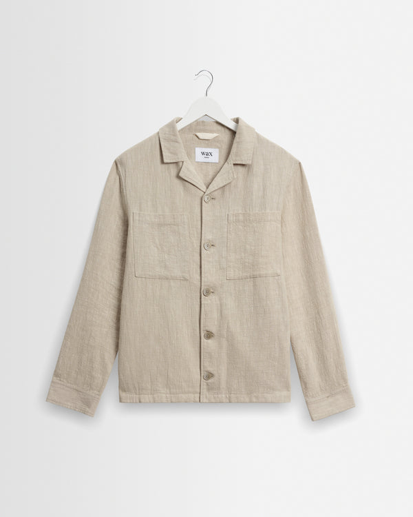 wax london men's Aldred - Natural Linen-Cotton Revere Overshirt