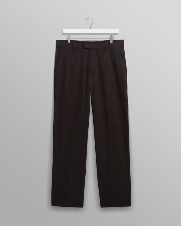 wax london men's Aston - Dark Brown Wool Pinstripe Trousers