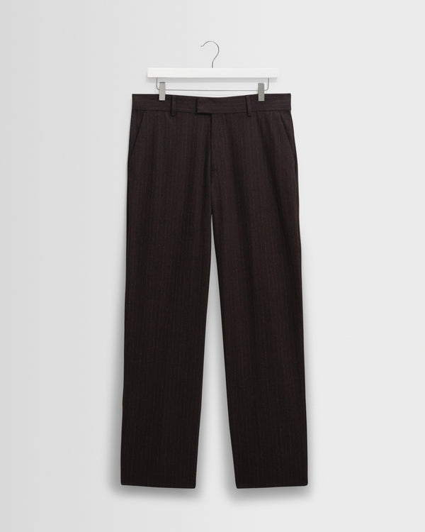 wax london men's Aston - Dark Brown Wool Pinstripe Trousers