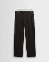 wax london men's Aston - Dark Brown Wool Pinstripe Trousers