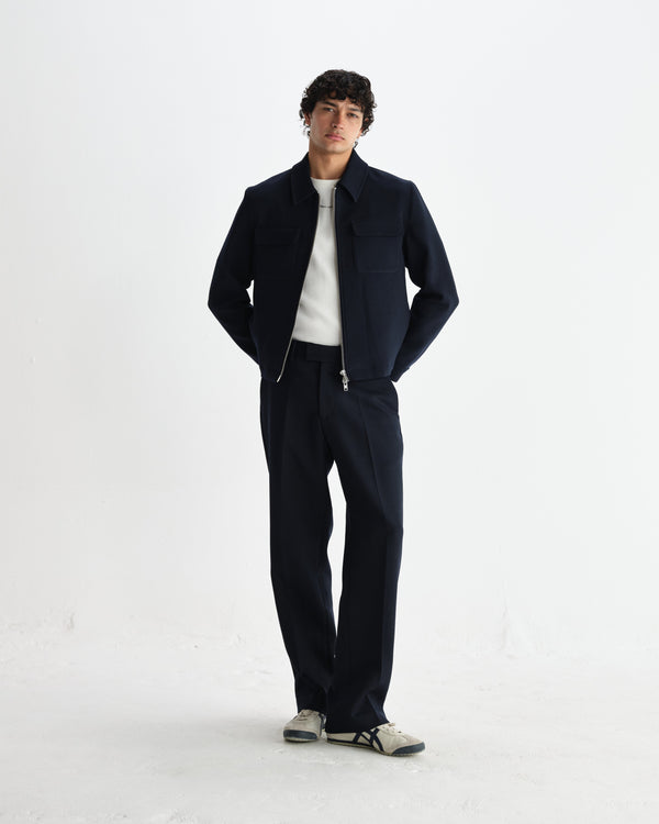 wax london men's Aston - Navy Heavy Twill Trousers