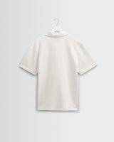 wax london men's Atwood - Ecru Textured Organic Cotton Polo Shirt