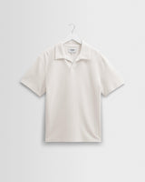 wax london men's Atwood - Ecru Textured Organic Cotton Polo Shirt