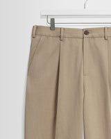wax london men's Aubyn - Beige Cotton Tencel Twill Loose Fit Trousers