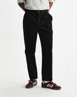 wax london men's Aubyn - Black Soft Corduroy Pleated Trousers
