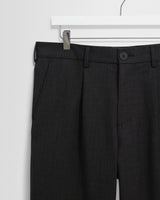 wax london men's Aubyn - Charcoal Wool Blend Twill Pleated Trousers