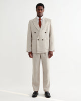 wax london men's Aubyn - Natural Linen Loose Fit Trousers