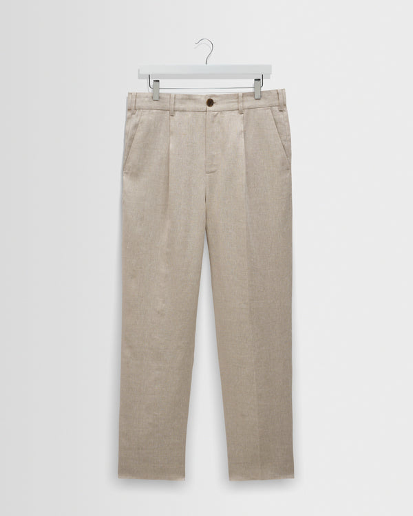 wax london men's Aubyn - Natural Linen Loose Fit Trousers
