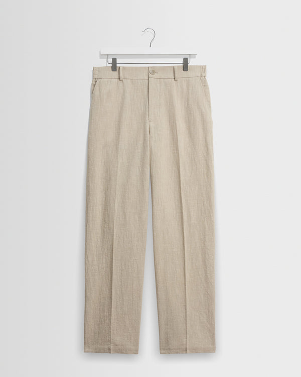 wax london men's Bayham - Natural Linen-Cotton Relaxed Fit Trousers