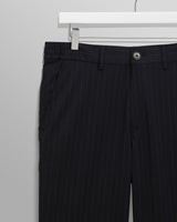 wax london men's Bayham - Navy Wool Blend Pinstripe Trousers