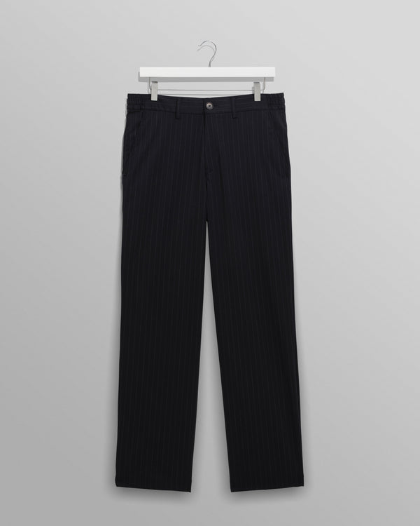 wax london men's Bayham - Navy Wool Blend Pinstripe Trousers
