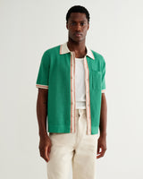 wax london men's Belle - Green Tipped Pointelle Polo Shirt