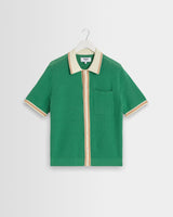 wax london men's Belle - Green Tipped Pointelle Polo Shirt
