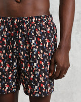 wax london men's Brockwell - Black Geometric Logo Swim Shorts