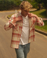 Whiting - Ecru And Red Plaid Weave Overshirt
