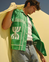 Didcot - Green And White Border Applique Short-Sleeve Shirt