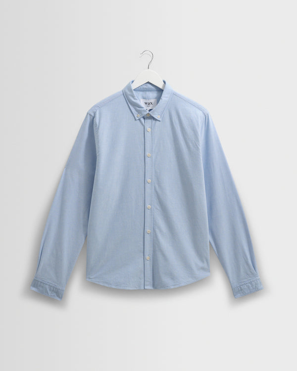 wax london men's Caspian - Pale Blue Cotton Oxford Shirt