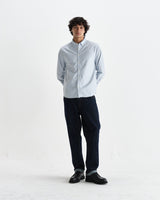 wax london men's Caspian - White And Blue Stripe Cotton Oxford Shirt