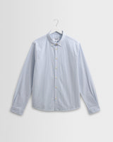 wax london men's Caspian - White And Blue Stripe Cotton Oxford Shirt