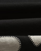 wax london men's Corey - Black And Beige Abstract Applique Cotton-Linen Shirt