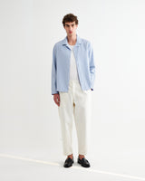 wax london men's Corey - Blue And Ecru Seersucker-Cotton Stripe Shirt