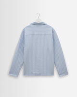 wax london men's Corey - Blue And Ecru Seersucker-Cotton Stripe Shirt