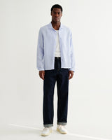 wax london men's Corey - Bright Blue Cotton Twisted Stripe Shirt