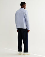 wax london men's Corey - Bright Blue Cotton Twisted Stripe Shirt