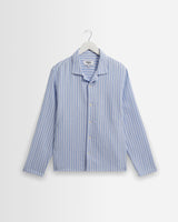 wax london men's Corey - Bright Blue Cotton Twisted Stripe Shirt