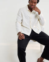 wax london men's Corey - Off White Dobby Check Cotton Shirt