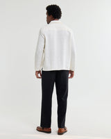 wax london men's Corey - Off White Dobby Check Cotton Shirt
