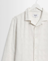 wax london men's Corey - Off White Dobby Check Cotton Shirt