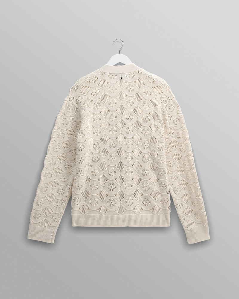 wax london Crosby - Ecru Pointelle Cotton Cardigan