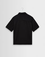 wax london men's Curzon - Black Lyocell Twill Short-Sleeve Shirt