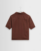 wax london men's Curzon - Brown Lyocell Twill Short-Sleeve Shirt