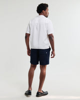 wax london men's Curzon - Off White Lyocell Twill Short-Sleeve Shirt