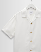 wax london men's Curzon - Off White Lyocell Twill Short-Sleeve Shirt