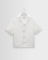 wax london men's Curzon - Off White Lyocell Twill Short-Sleeve Shirt