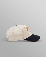 wax london Dale - Ecru And Navy Cherub Trucker Cap