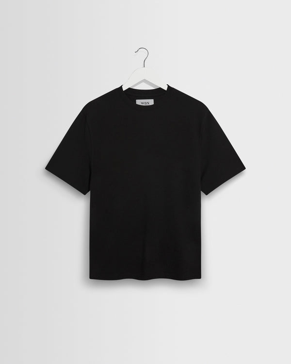 wax london men's Dean - Black Textured Organic Cotton T-Shirt