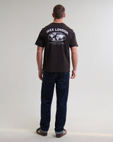 wax london men's Dean - Brown And Off-White Globe Graphic Cotton T-Shirt