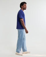 wax london men's Dean - Cobalt Blue Textured Organic Cotton T-Shirt