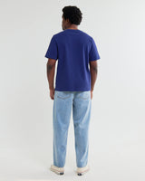 wax london men's Dean - Cobalt Blue Textured Organic Cotton T-Shirt
