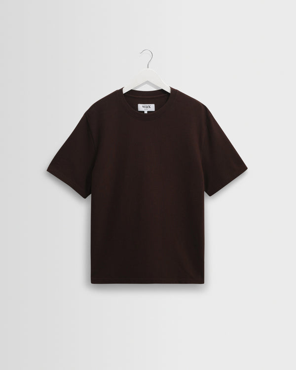 wax london men's Dean - Dark Brown Textured Organic Cotton T-Shirt