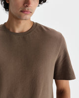wax london men's Dean - Dusty Brown Textured Organic Cotton T-Shirt