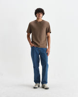 wax london men's Dean - Dusty Brown Textured Organic Cotton T-Shirt