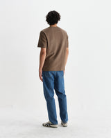 wax london men's Dean - Dusty Brown Textured Organic Cotton T-Shirt