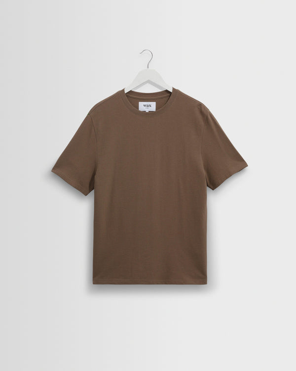 wax london men's Dean - Dusty Brown Textured Organic Cotton T-Shirt